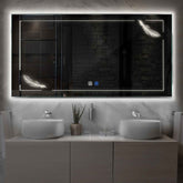 Specchio LED Rettangolare | Pulsanti touch | Funzione anti-appannamento | Luce bianca neutra - Reyze Serie Good Vibes Modello 2